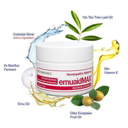 emuaid EMUAIDMAX Ointment for Itchy Skin, Maximum Strength Treatment for Athlete's Foot, Psoriasis, Jock Itch, Rash, Eczema, Cold Sores, Blisters,